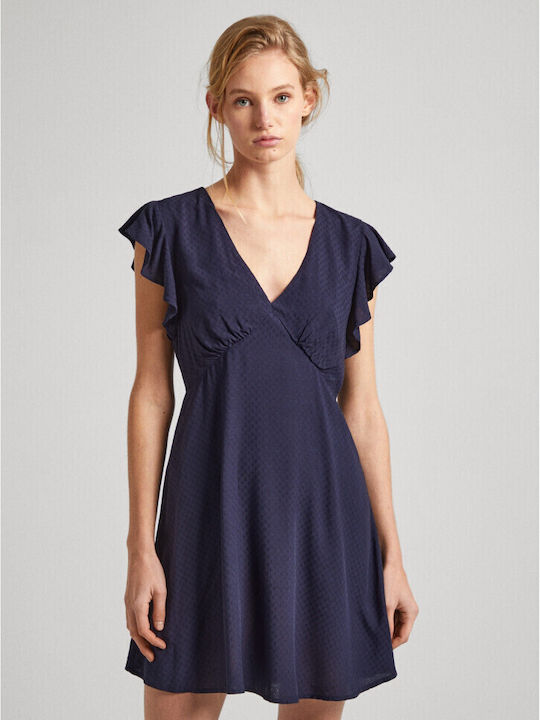 Pepe Jeans Dress with Ruffle Blue