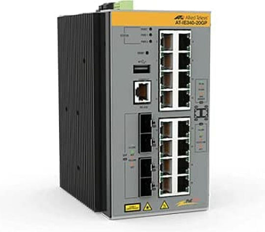 Allied Telesis Managed L3 PoE+ Switch with 16 Gigabit (1Gbps) Ethernet Ports and 4 SFP Ports