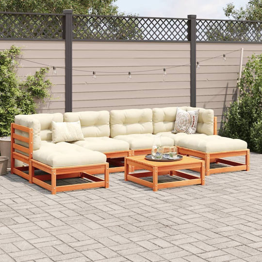 Set Cameră De Zi Pentru Exterior 7 Piese Maro Cu Perne