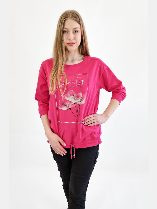 Brak Damen Bluse Baumwolle Blumen Fuchsie