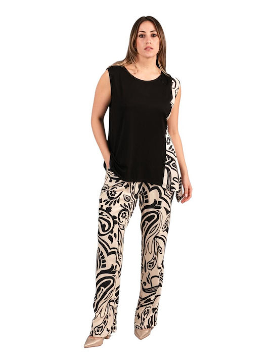 Forel Women's Blouse Sleeveless Animal Print black