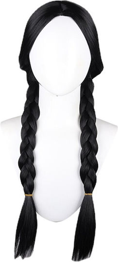 Перука от синтетична коса Zola Wednesday Addams Pattern Две плетени опашки 56 см Черно