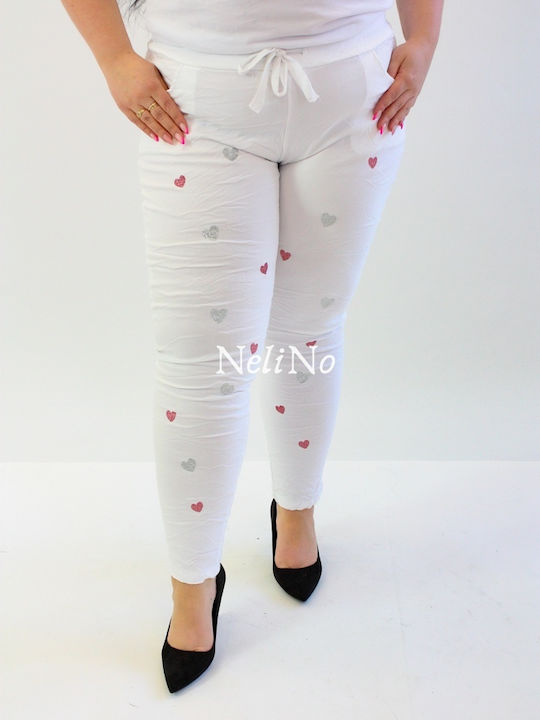 Maja White Heart Elastic Pants Uni