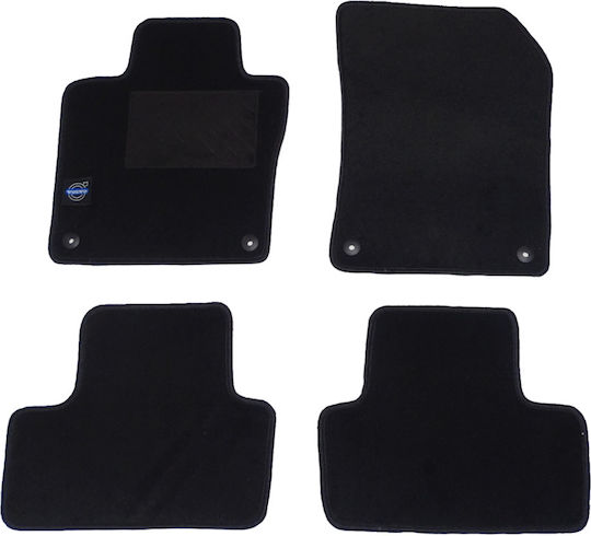 Autopataki Set of Front and Rear Mats 4pcs for Volvo XC 60 2017- with 4 clasps Black