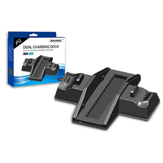 Διπλή Βάση Φόρτισης Χειριστήριων Ps4 & Στήριξης Κονσόλας Ps4 Charging Dock Stand Ps4 Controllers Pro Dobe Tp4 Οεμ