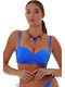 Strapless Bikini Top D Cup Floral Γαλάζιο