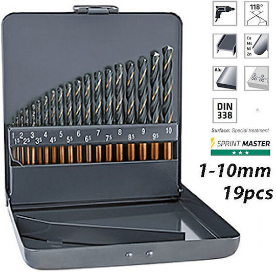 Alpen Drills Set of 19 Drills HSS for Metal