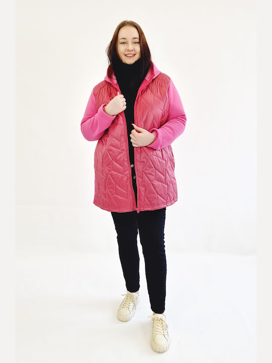 Leichte Steppjacke mit Kapuze Fuchsia 44