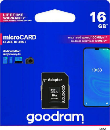 GoodRAM microSDHC 16GB Klasse 10 U1 UHS-I
