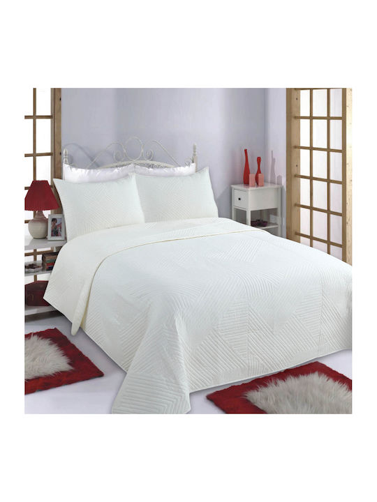 Silk Fashion Lines Set Coverlet Queen Size Ivory 220x240cm 3pcs