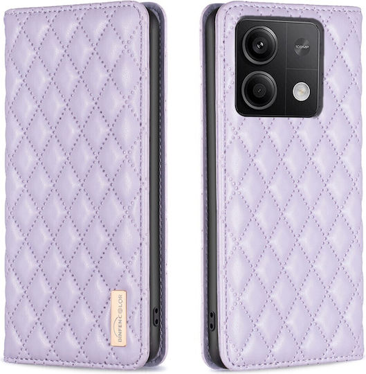 Binfen Diamond Lattice Wallet Din Piele Artificială Violet Redmi Note 13 5G