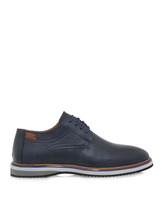 JK London Men's Synthetic Leather Casual Shoes Blue