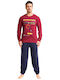 Nina Club Men's Winter Cotton Pajamas Set Burgundy