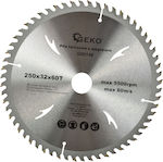 Geko Δίσκος Κοπής Ξύλου με 60 Δόντια 250mm G00146