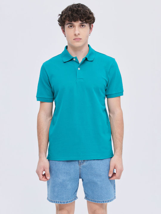 Aristoteli Bitsiani Men's Short Sleeve Blouse Polo Turquoise