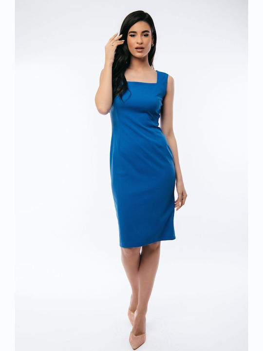 Kleid Quadratischer Ausschnitt Kleid Blau