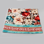 Sea Towel Aqua Vintage Flowers by Christina Lagopoulou