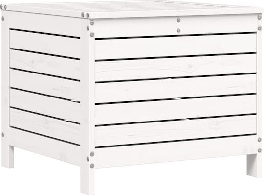 Hölzener Gartenhocker Würfel Für Außenbereich Weiß 62x63,5x53,5cm