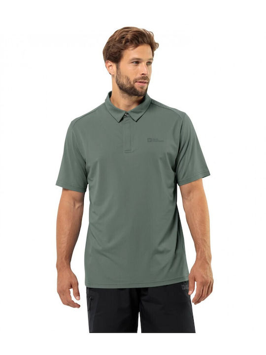 Jack Wolfskin Men's Short Sleeve Blouse Polo Green