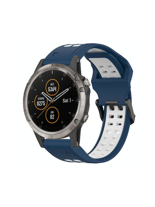 Garmin Fenix 5x Plus 26mm Two color Reverse Buckle Silicone Watch Band Blue white Skroutz.gr