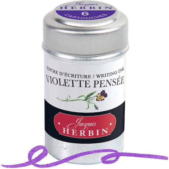 Jacques Herbin Ink Cartridges 6pcs Violette Pensee 20177t