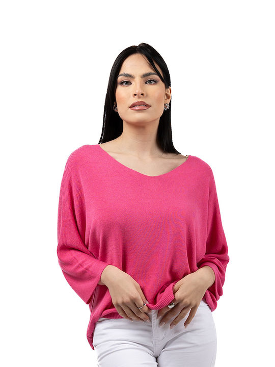 Women's Fuchsia Top Sleeve Sleeve Batwing Top