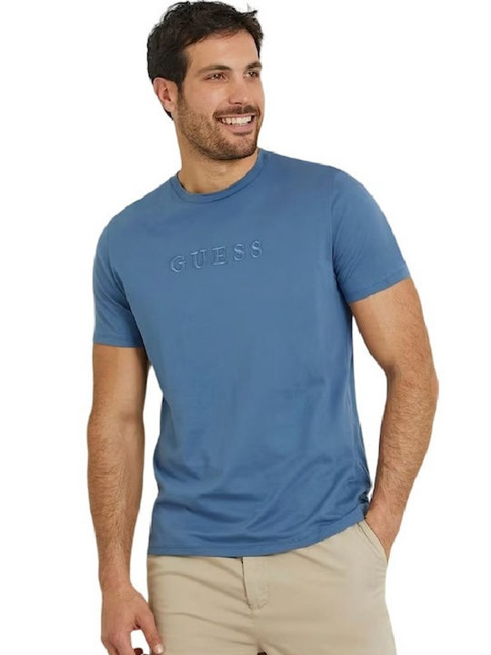 Guess Herren T-Shirt Kurzarm Blau