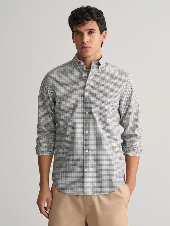 Gant Men's Shirt Long Sleeve Cotton Checked Green