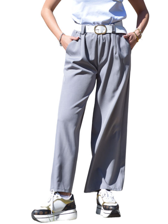 Women's High Waist Trousers Belt Grey Ref.del35