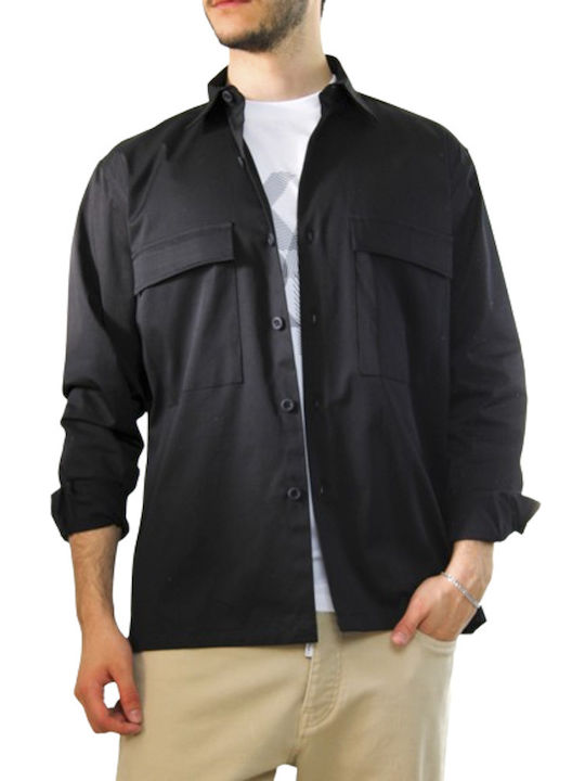 Sakkai Μακρυμάνικo Τζιν Overshirt Μαύρο