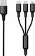 2GO Regular USB to Lightning / Type-C / micro USB Cable Μαύρο 3m (797154)