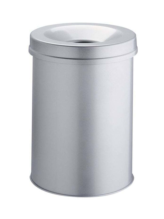 Durable Office Metal Waste Bin 30lt Gray