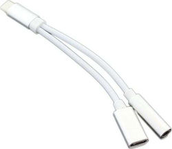 Hertz Μετατροπέας USB-C / 3.5mm male σε USB-C / 3.5mm female Λευκό 1τμχ (2492-uniw)