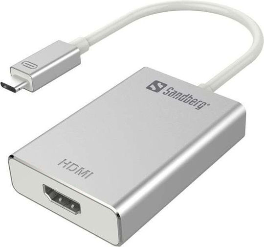 Sandberg Converter USB-C / HDMI male to USB-C / HDMI male White 1pcs 136-12