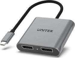 Unitek Convertor USB-C / HDMI / DisplayPort / Thunderbolt / Thunderbolt 3 masculin în USB-C / HDMI / DisplayPort / Thunderbolt / Thunderbolt 3 feminin Albastru 1buc (V1404A)