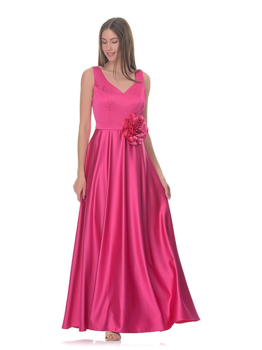 Farmaki Maxi Рокля Сатен Fuchsia