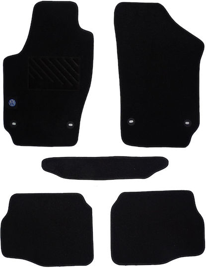 Autopataki Satz Vorder- und Hintermatten 5Stück aus Teppichboden für Volkswagen Polo 2002-2009 Schwarz