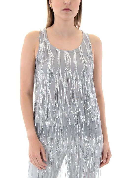 Zoya Damen Bluse Ärmellos Silver