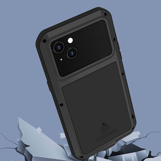 Love Mei Umschlag Rückseite Metallisch Schwarz (iPhone 14)