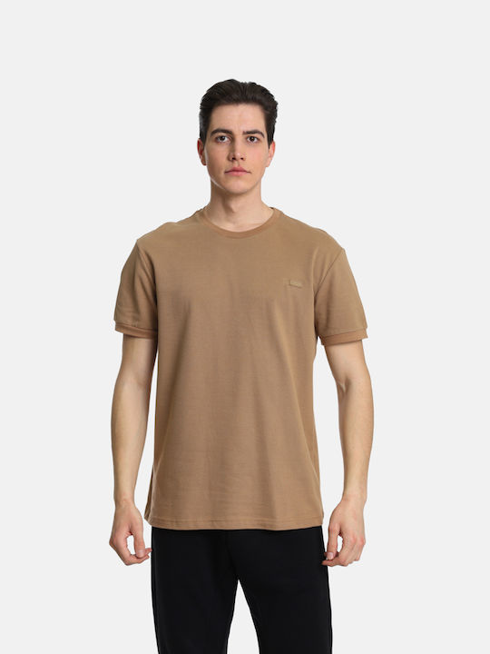 Paco & Co T-shirt Bărbătesc cu Mânecă Scurtă Camel