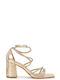 Gold Strappy Sandals with Rhinestones