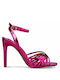 Envie Shoes Leather Women's Sandals Fuchsia with Thin High Heel