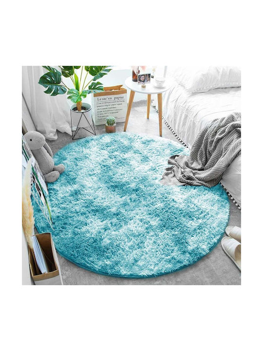 Strado Carpets Teppich Rund Zottelig Light Blue