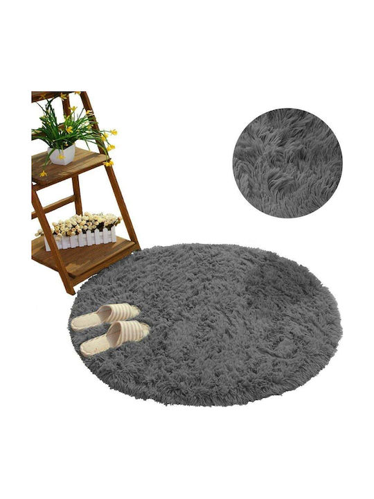 Strado Carpets Rug Round Shaggy Dark Grey