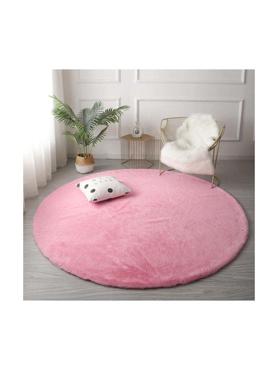 Strado Carpets Rug Round Pink