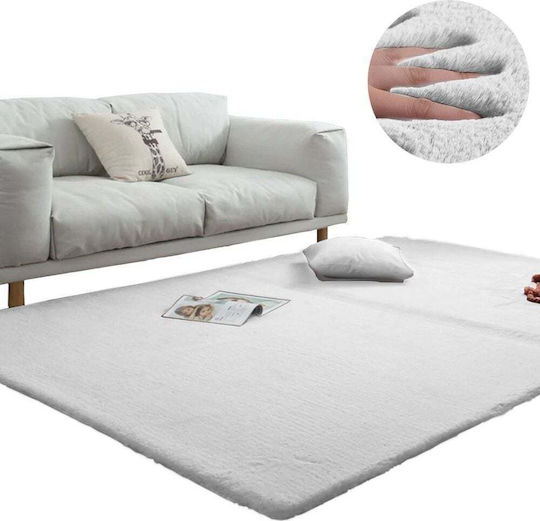 Strado Carpets Χαλί Διάδρομος Shaggy White 80x150cm