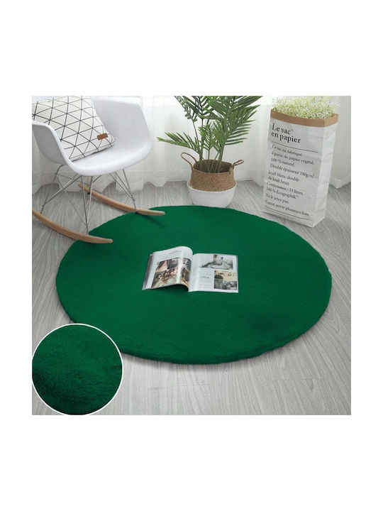 Strado Carpets Rug Round Shaggy Bottlegreen