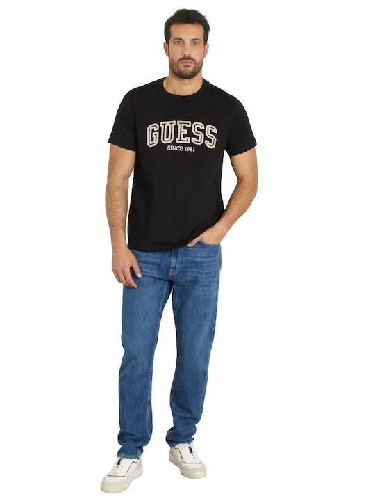 Guess College T-shirt Bărbătesc cu Mânecă Scurtă Black
