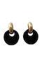 Mi-tu Exclusive Women's Round Earrings Black Gold 01.00544