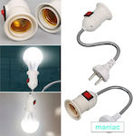 Power Socket with Socket E27 in White color Set 1pcs 5ELE22